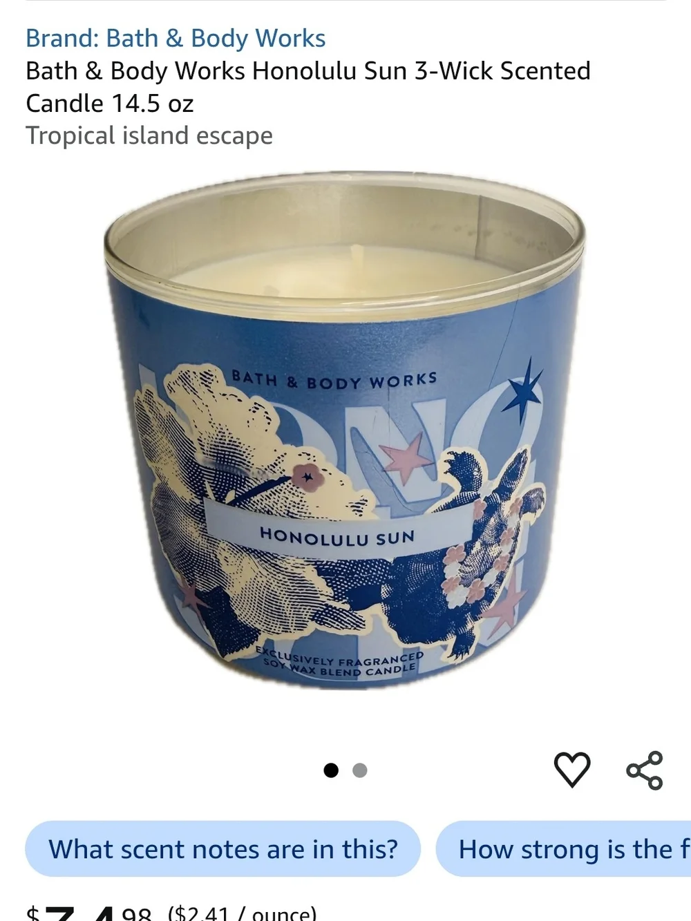 Bath & Body Works Honolulu Sun 3-Wick Candle - Light Blue